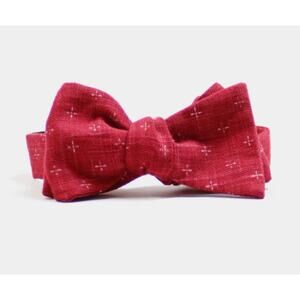 Kiriko Bow Tie Handmade Japanese Kagasuri Pattern Red White Cotton Adjustable
